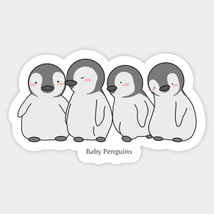 Cute Pink Baby Penguin Drawing Pattern Design Sticker